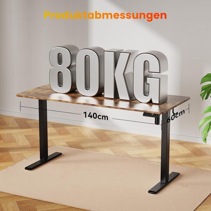Регульований стіл WALKINGDESK для дому та офісу: електричний, з пам'яттю, 140x60 см, рустикальний коричневий