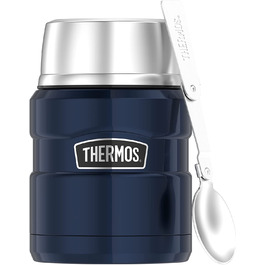 Термос для їжі Thermos Stainless King 470 мл з ложкою, нержавіюча сталь, зберігає тепло 6 годин/холод 24 години, герметичний, для супу та мюслі, підходить для посудомийної машини, Midnight Blue