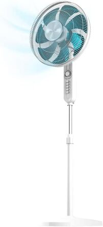Вентилятор підлоговий Cecotec EnergySilence 610 Max Flow 70 Вт, 40 см, 4 швидкості, таймер 2 год, поворот 90°, регульований кут нахилу, білий/синій