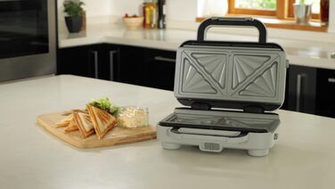 Сендвічниця Breville DuraCeramic для 2 тостів з глибокими пластинами, регульована температура, біла