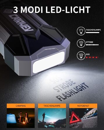 Бустер CARHEV Jump Starter 4500A — Пусковий пристрій для автомобіля (бензин/дизель до 8.0л), Powerbank з LED-ліхтарем та USB-портами
