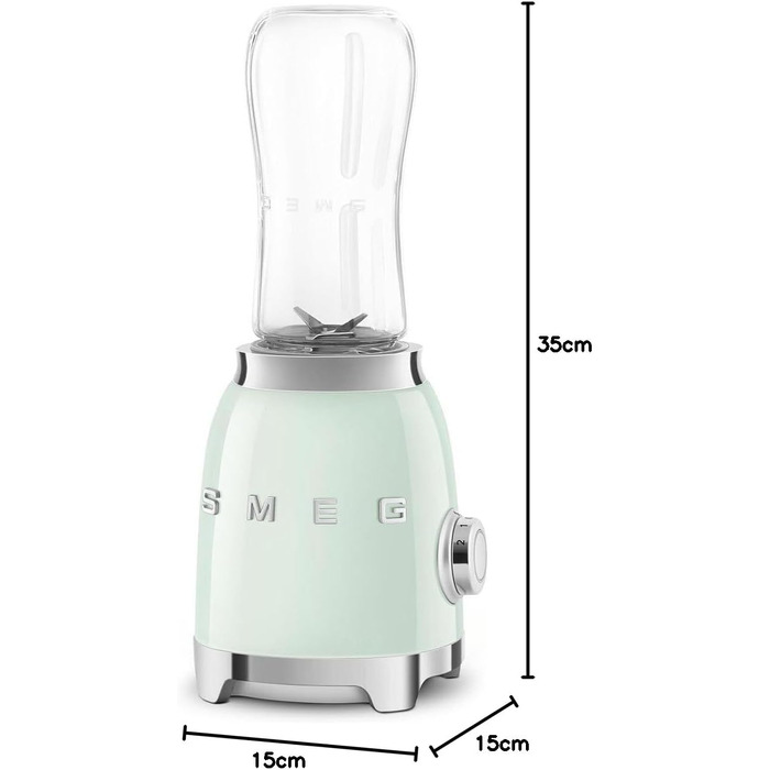 Блендер стаціонарний Smeg PBF01CREU Kompakt, 300 Вт, 2 швидкості, 2 пляшки 600 мл, захист двигуна, кремовий