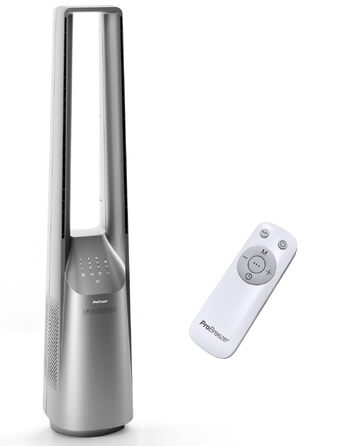 Pro Breeze Tower Fan 101 см без лопатей - вентилятор з LED дисплеєм, 6 швидкостей, 5 режимів, автоколивання 60°, таймер 7 годин (пульт, срібний)