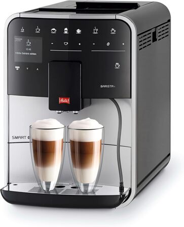 Кавомашина Melitta Barista T Smart з капучинатором, автоматична кавоварка з млинком, для еспресо та капучино, керування через додаток, чорна/срібляста