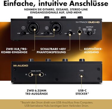 M-Audio M-Track Duo - USB аудіоінтерфейс для запису, стрімінгу та подкастингу (2 XLR/Line входи, 192kHz, USB-C)