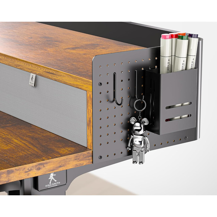 Електричний стіл WALKINGDESK з регулюванням висоти, 2 шухляди, 121,9x61 см, ергономічний робочий стіл для дому, з полицею, тримачем для ручок, гачком, рустикальний коричневий