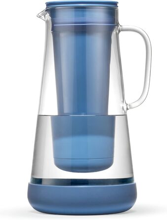 Фільтр для води LifeStraw Home: скляна кана з силіконовим дном, 1.6 л, Stormy Blue