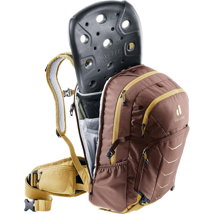 Жіночий велосипедний рюкзак Deuter Attack 18 SL з протектором, колір Raisin-almond, 18 л