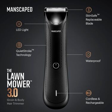 MANSCAPED™ Електричний тример для інтимної зони Lawn Mower™ 3.0 з керамічним лезом, водонепроникний, для сухого і вологого гоління, з підставкою для зарядки, для чоловіків
