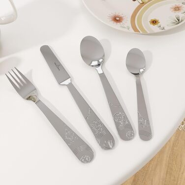 Дитячий набір столових приборів Villeroy & Boch Boho Kids 'Roar like a lion' (4 шт.) з нержавіючої сталі, сріблястий/платиновий, придатний для миття в посудомийній машині