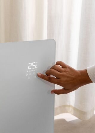 Електричний конвектор з Wi-Fi 2000 Вт, скляний, білий, LED-екран