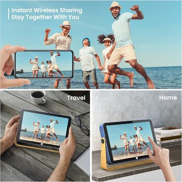 Цифровий фотоальбом Kodak 10 дюймів з акумулятором, Wi-Fi, 16 GB, IPS HD сенсорний екран, Bluetooth, для дому та офісу (Blue, 10 дюймів)