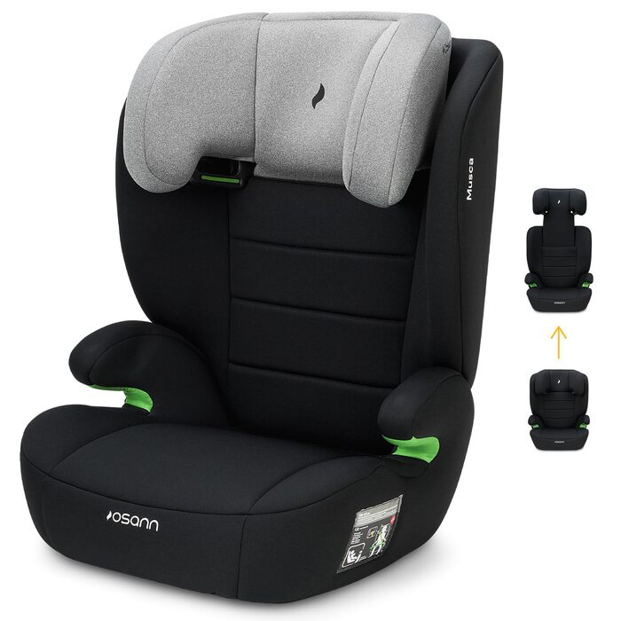 Дитяче автокрісло Osann Musca i-Size 100-150 см без Isofix, сіра меланж, з підлокітниками та спинкою