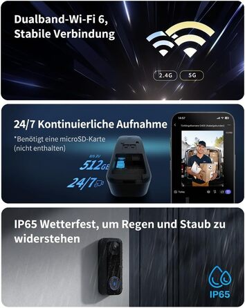 Aqara G400 Відеодзвінок з Chime, 2K HD, PoE/Кабель, HomeKit, Розпізнавання, IP65