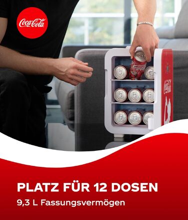Автомобільний міні-холодильник Coca-Cola °CUBES 9,3л з LCD-дисплеєм та скляними дверцятами, 12В/220В