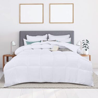 Ковдра постільна Utopia Bedding 200x200 см, стегане пухове покривало з наповнювачем з поліестеру 350 GSM (біле)