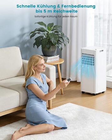 Мобільний кондиціонер Electactic 9000 BTU 3-в-1: з відведенням повітря, вентилятор, осушувач, пульт, таймер 24 год, білий