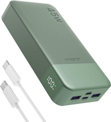 Power Bank JUOVI J2621, 20000mAh, 45W, для Switch, MacBook, iPhone, Samsung, Steam Deck, зелений