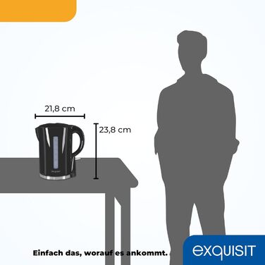 Електрочайник Exquisit WK 3102 swi 1,7 л, 2200 Вт, захист від накипу, перегріву, чорний