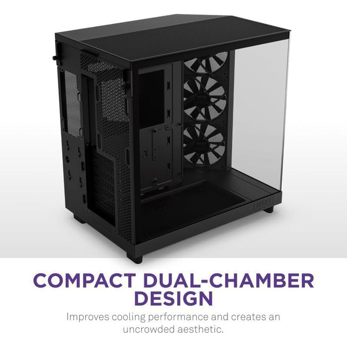 Корпус для ПК NZXT H6 Flow Black, вентиляція, ATX, чорний