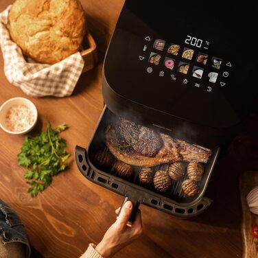 Аерофритюрниця-гриль Cecotec Cecofry & Grill Smokin' 6500 Plus 6.5л, 2200 Вт, з функцією копчення, подвійним грилем та вікном