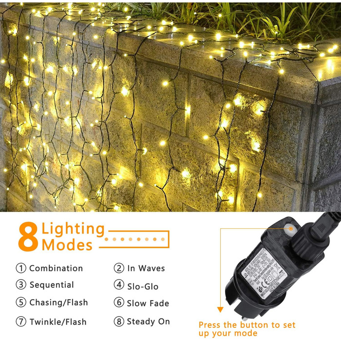 Світлодіодна гірлянда Joomer для ялинки та зовнішнього декору, 800 LED, теплий білий колір, 80м, мережева