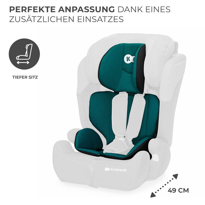 Дитяче автокрісло Kinderkraft COMFORT UP i-Size, для дітей 76-150 см, 5-точковий ремінь, регульований підголівник, зелений, стандарт ECE R129/03