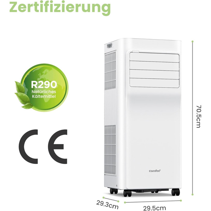 Мобільний кондиціонер Comfee Breezy Cool Pro 2.0 7000 BTU/2.0kW з Wi-Fi, охолодження, вентиляція, осушення – для кімнат до 25 м²
