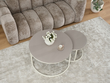 Круглий кавовий столик Mebel-Partner, 80 x 80 x 48,5 см, кремовий, відтінки бежевого