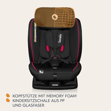 Автокрісло Lionelo AART I-Size для дітей 40-150 см, чорне, з регулюванням спинки та підголівника, R129 i-Size