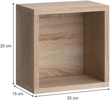 Настінна полиця Vicco Senyo, комплект 2 шт, дуб сонома, 25x25 см