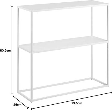 Консольний стіл AC Design Furniture Nino з 1 полицею, білий металевий, індустріальний стиль, для вітальні та передпокою, 79,5x80,5x26 см