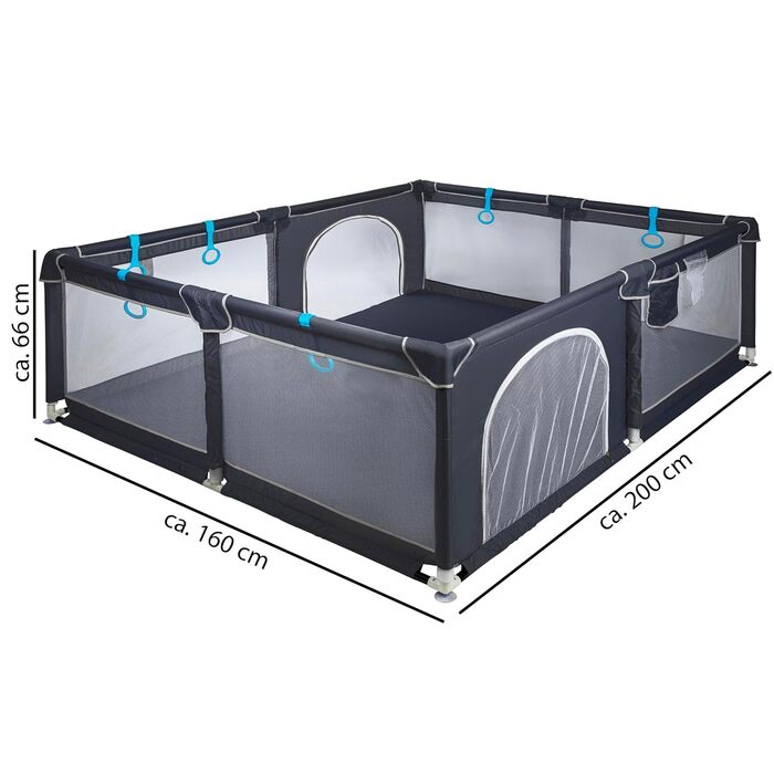 Дитячий манеж ONVAYA 160x200 см, захисна огорожа для малюків, прямокутний, сірий, безпечний і нетоксичний