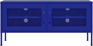 ТВ тумба vidaXL з 2 гратчастими дверцятами, сталева, марин-синя, 105x35x50 см, телевізійна підставка, Hi-Fi шафа