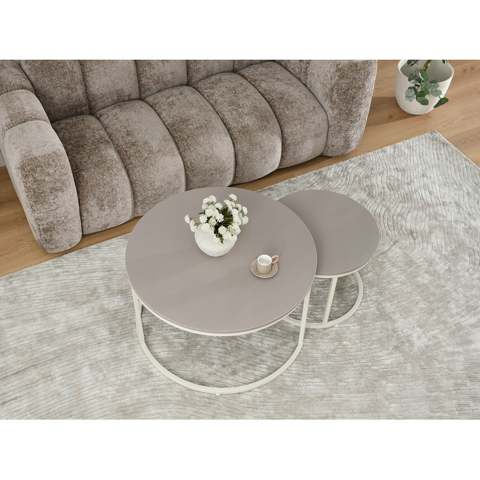 Круглий кавовий столик Mebel-Partner, 80 x 80 x 48,5 см, кремовий, відтінки бежевого
