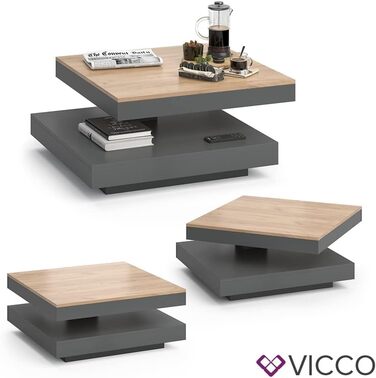Журнальний стіл Vicco Elias, антрацит/дуб золотий, 70x34 см