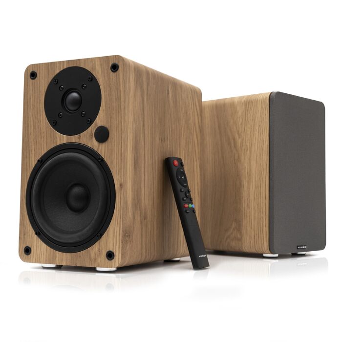 VULKKANO A5 ARC Поличкові колонки Bluetooth 5.0 з HDMI ARC, оптичним входом, RCA, USB, вихід для сабвуфера, коричневі