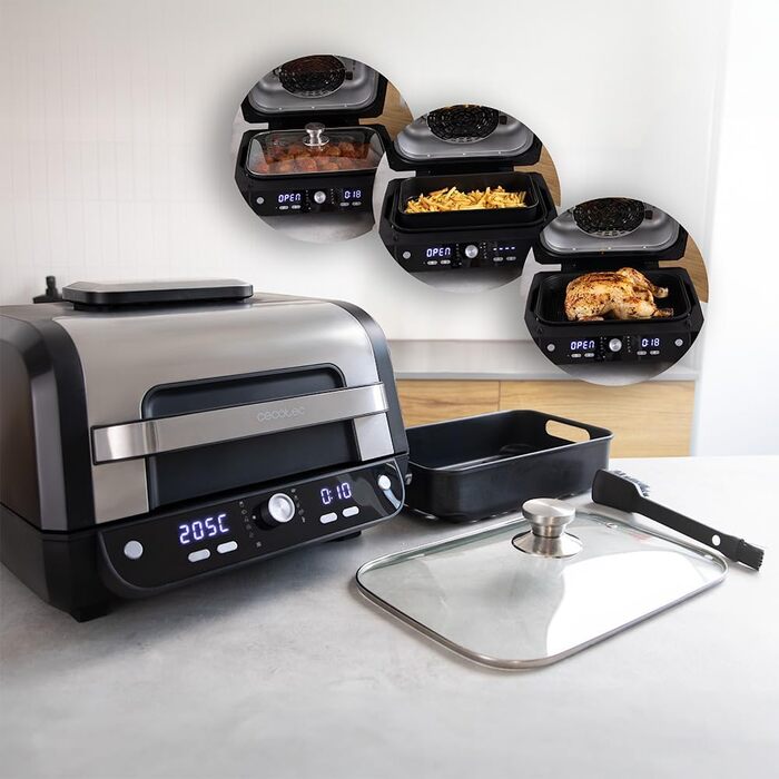 Аерофритюрниця-гриль Cecotec Cecofry FireDome 6000 без олії, 6 л, 2400 Вт, 6 режимів приготування, 4 рівні гриля, з термостатом та аксесуарами