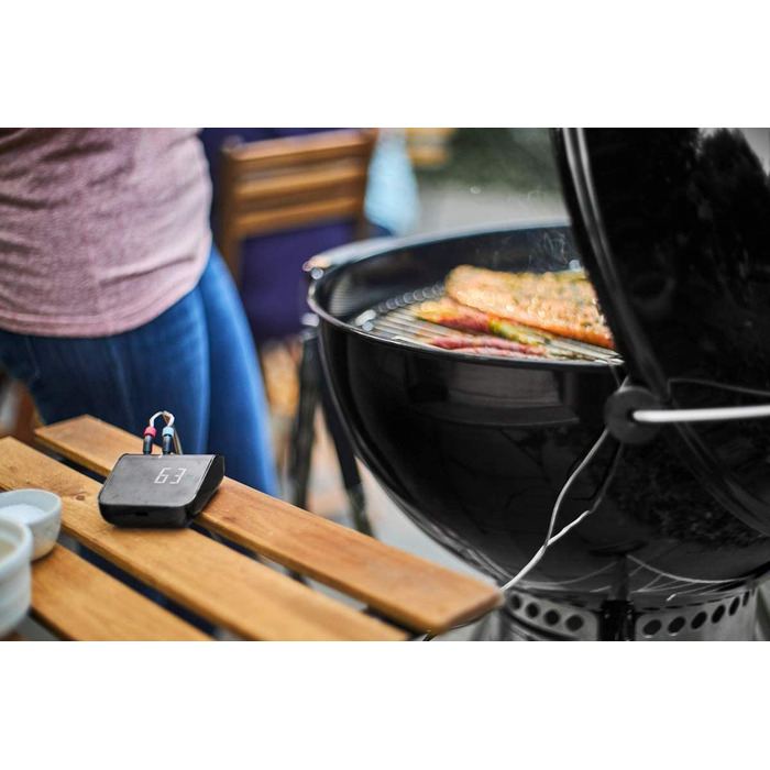 Weber Connect Smart Grilling Hub — розумний термометр для гриля з Bluetooth і Wi-Fi, контроль через додаток, покрокові рецепти, підтримка до 4 датчиків, чорний