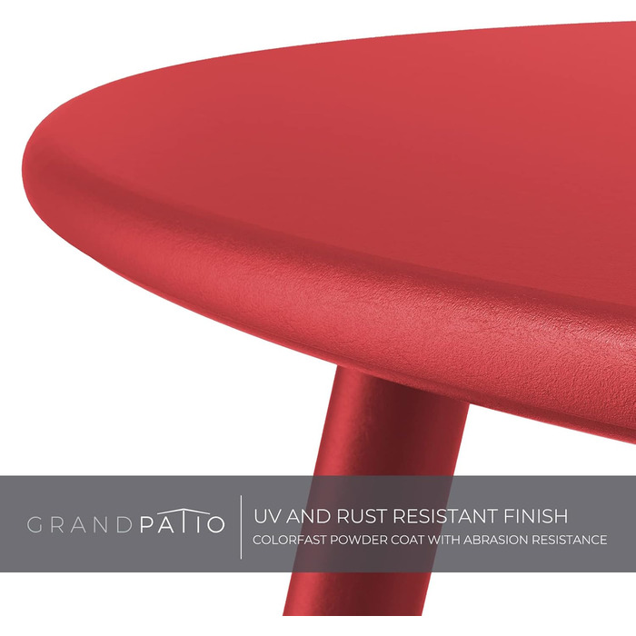 Стіл Grand Patio круглий кавовий для саду, легкий та міцний, невеликий столик для вітальні, спальні, офісу, червоний 45x45 см, для вулиці та дому