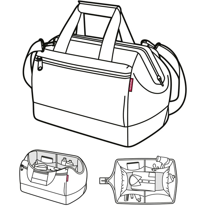 Сумка Reisenthel Allrounder L Pocket, універсальна дорожня та робоча докторська сумка з кишенею, для подорожей, роботи та відпочинку, з функцією кріплення на валізу, червона з принтом Mixed Dots
