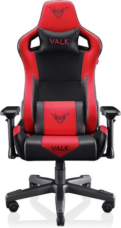Крісло геймерське VALK Gaia з підлокітниками 4D, регульованою спинкою 160º, газовою амортизацією класу 4, з штучної шкіри (червоне)