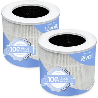 Повітряний очищувач LEVOIT з HEPA-фільтром для алергіків, 40 м², 2 фільтри в комплекті, нічний режим, таймер (білий)