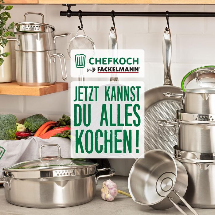 Набір сковорідок Fackelmann Chefkoch München зі сталі, 2 шт. (24 та 28 см), для індукційних плит, підходять для посудомийних машин