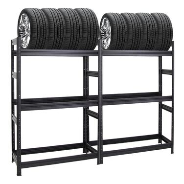 Стойка для шин PROREGAL Mega Deal (2 шт.) 180x120x50 см, чорна. Макс. навантаження 150 кг, до 24 шин