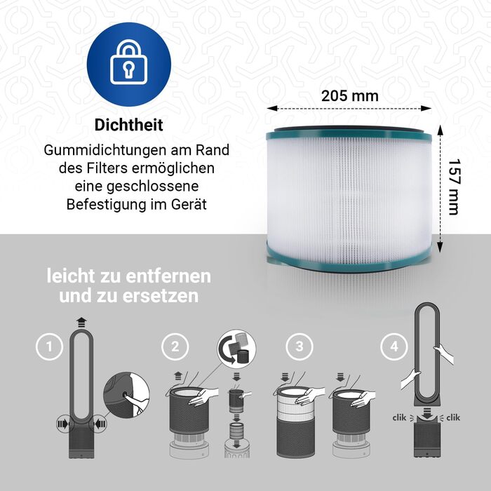 HEPA-фільтр VIOKS для очищувача повітря Dyson (967089-17, 968126-03) - 2 шт.