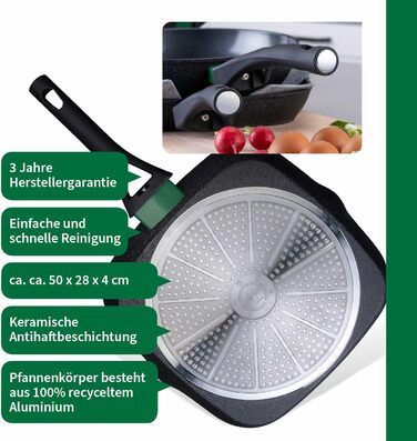 Grill-пательня Chefkoch Fackelmann Hamburg 28 см з антипригарним покриттям, з переробленого алюмінію, для всіх плит, сумісна з духовкою