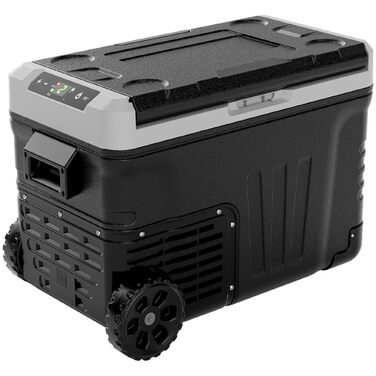 Автохолодильник EUHOMY 35L з Wi-Fi та компресором: 12/24V, 220-240V, -20℃~20℃, з колесами та кошиками для подорожей та кемпінгу (Чорний)