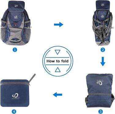 Складаний рюкзак WATERFLY 30L для походів, водонепроникний, ультралегкий, з відділенням для вологих речей, для чоловіків і жінок, темно-синій, для туризму, подорожей та прогулянок