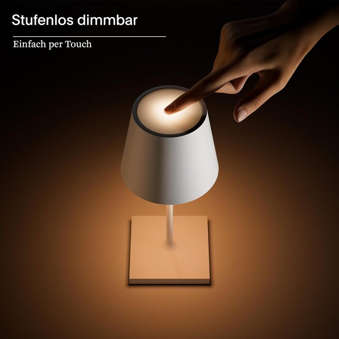 SIGOR Nuindie 2.0 Mini: LED-лампа на акумуляторі, 25 см, IP54, USB-C, 12 годин роботи, пісочний колір